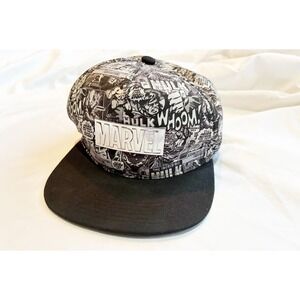 Marvel Comic Baseball Cap Hat  Metal Very Unique Look Adjustable Black and White